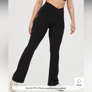 aerie crossover high waisted flare leggings black